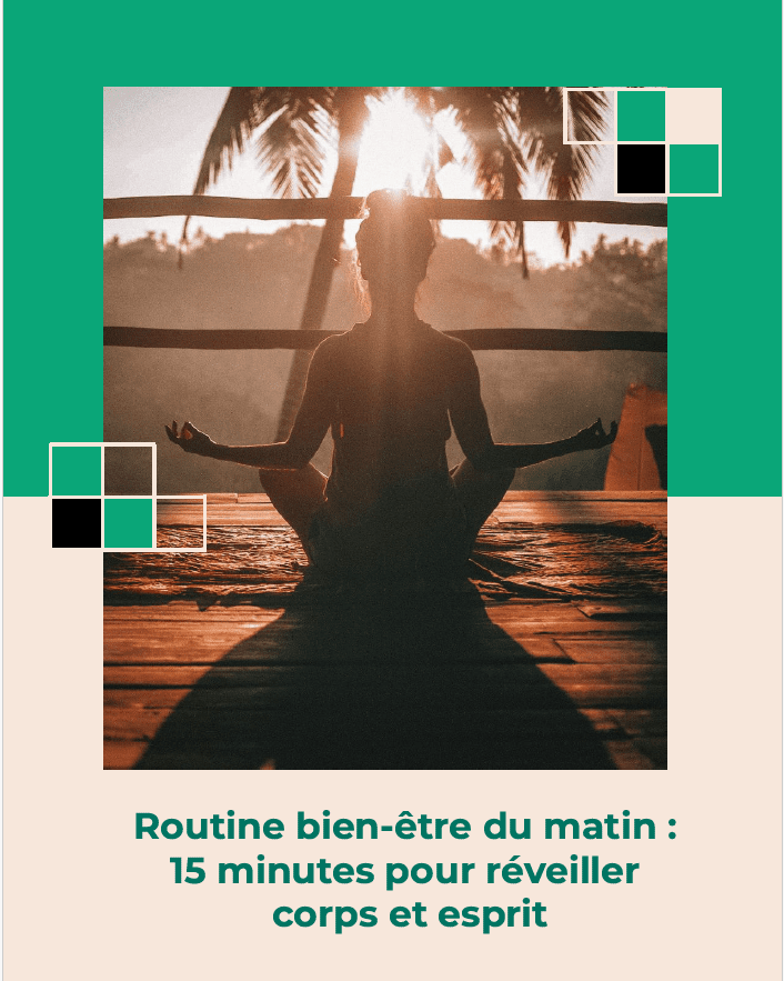 Morning wellness routine from Univers du Bien-Être & Beauté, featuring activities to awaken body and mind.